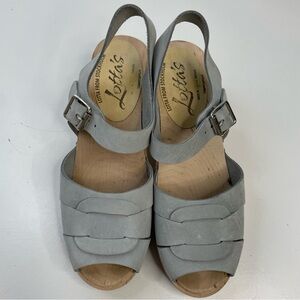 Lotta from Stockholm Spruzzato Peep Toe Wooden Clog Grey 39EU 8.5US Cottagecore